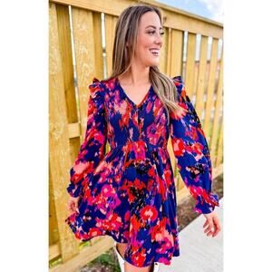 Jodifl Women’s Small Colorful Abstract Smock Dress